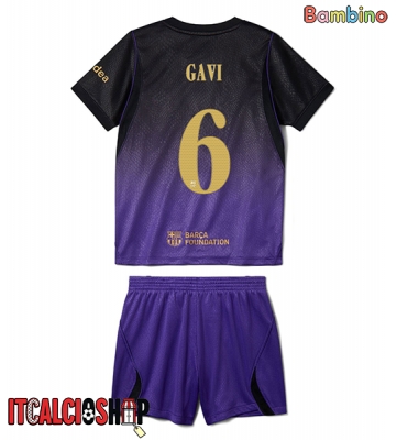 Barcelona Paez Gavi #6 Seconda Maglia Bambino 2026-27 Manica Corta (+ Pantaloni corti)